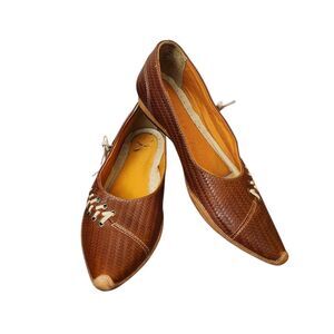 J. Shoes Quartz Leather Pointed Toe Slip-on Wedge Flats Sz‎ 8.5